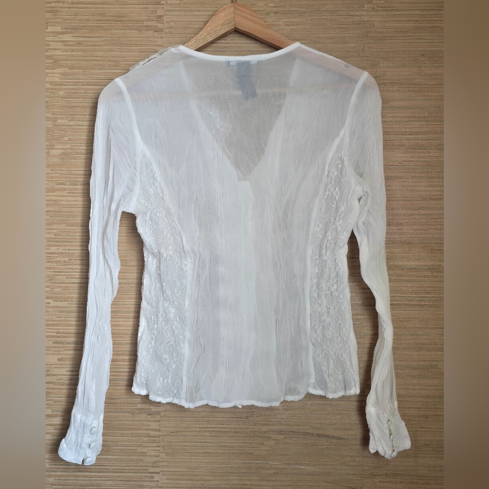 Fairy White Sheer Lace Top M Festival Coquette Whimsical Boho - Picture 5 of 7